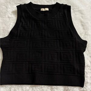 Black knit crop top